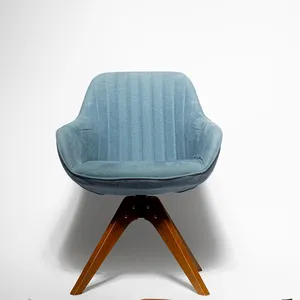 Mid Century Modern Swivel Chair Wood Legs - 33.5