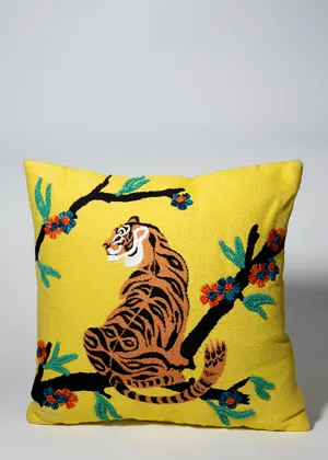 yellow tiger pillow