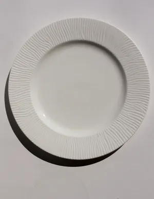 White Salad Plate with Bamboo Texture around the Rim