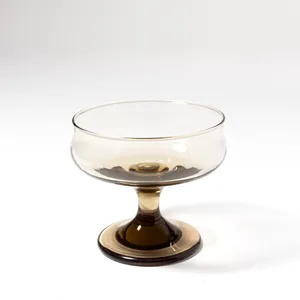 Vintage Smoky Black Brown Dessert Compote Fruit Cup - 3.25