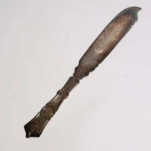 Victorian Silver Engraved Floral Fish Knife Antique