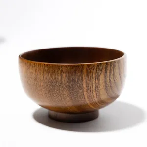 Wooden Salad Bowl, Serving Wood rice Bowl, Deep, Footed, Wooden Bowl, Deep Brown finish