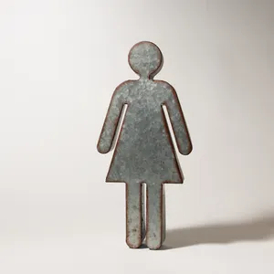 Rustic Galvanized Metal Female Restroom Sign Industrial