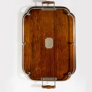 English Oak and Silver Butler's tray - 