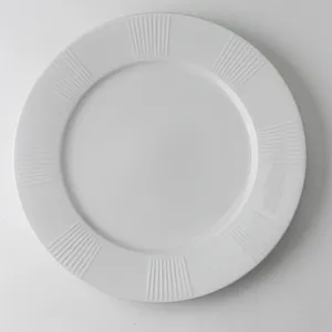 White Ribbed Textured Dinner Plate - 10.5