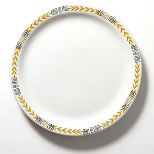 Vintage Greek Inspired Stoneware, diner restaurant Dinner Plate Shenango Esquire Greek Key Gold Laurel Restaurant Diner Ware 9