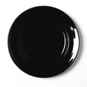 Fitz and Floyd Total Color Black Salad Plate Wide Fluted rim