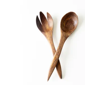 Handmade Antique Wooden Salad Serving Fork - 11