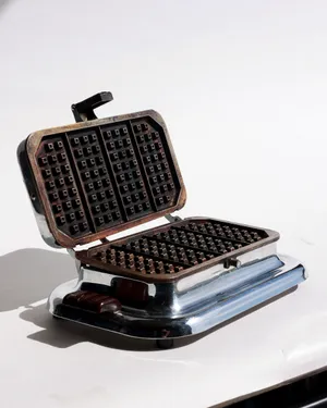 Vintage Chrome Waffle Iron Art Deco Diner