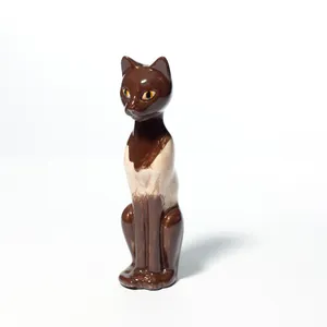 Slender Brown and Tan Siamese Cat Statue  - 6.25