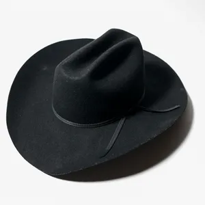 Classic Black Felt Wide Brim Western Cowboy Hat, Youth Size