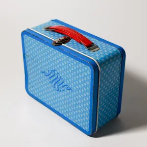 Vintage Blue Polka Dot Metal School Lunchbox