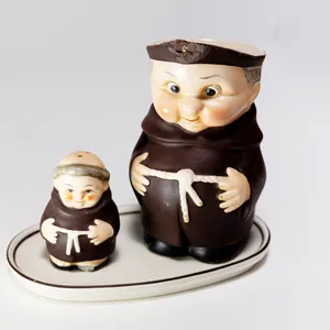 Vintage Goebel Porcelain Monk Salt Shaker with Large Milk Pitcher Broken Handle With Undertray Bee Mark