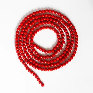 Retro Red Wooden 1/2 inch Beaded Garland Holiday Decor - 9'
