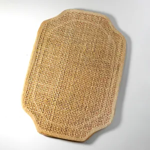 Woven Placemat Bamboo Rectangle with round indented corners - 19