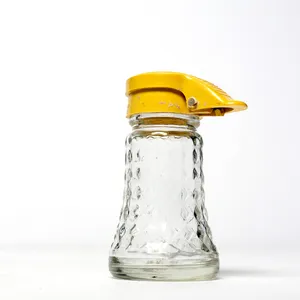 Vintage Danielle's Glass Salt Shaker 1950s Yellow hinged plastic lid 