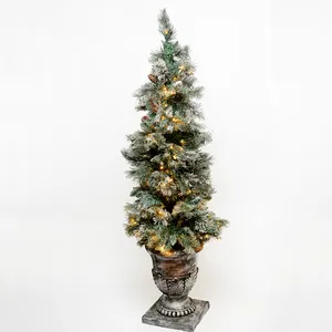 Topiary sized prelit Christmas Tree Decor in a decorative urn
