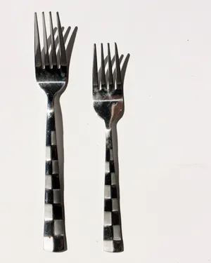 Flatware Silver Checkered Frost Frosted Handle Salad Fork, Dinner Fork