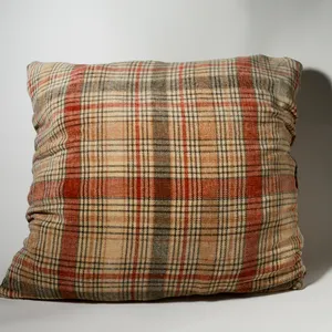 Rustic Tartan Plaid Wool Throw Pillow Earth Tones