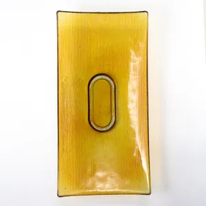 Vintage clear Gold Yellow Glass Platter - 16