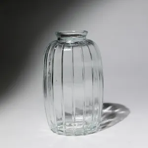 Clear Ribbed Pressed Glass Bud Vase