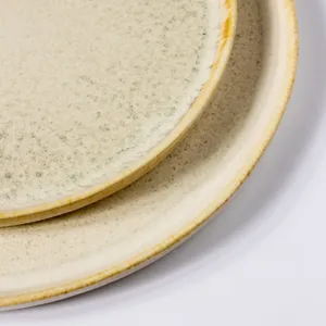  Egg Shell Dinnerware set with ochre paint drips Salad Plate 8.5