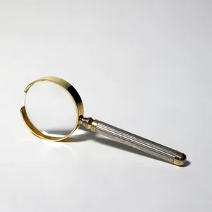 Vintage Hand Held Magnifying Glass Small Silver Handle and Gold around the glass, antique magnifying glass / desktop magnifier / nickel plated brass