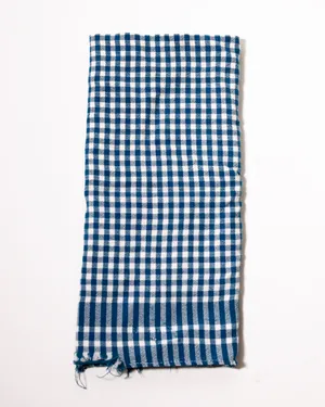 Blue White Gingham Check Cotton Fabric Dish Towel, Well used Dish Towel, Dish Rag