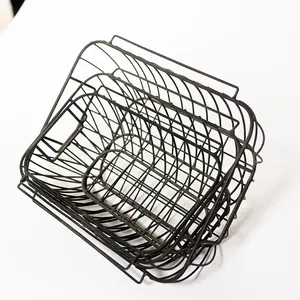3 Black iron Wired Nesting Baskets - 13