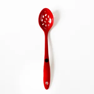 Red Plastic Slotted Spoon - 13.5