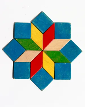 Vintage colorful Wood Star Shaped Trivet