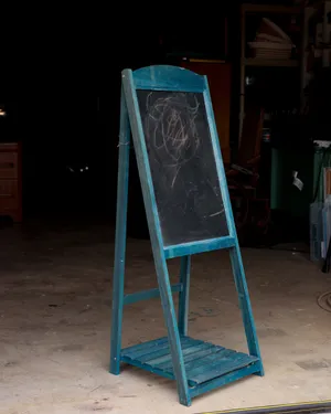 vintage teal wooden chalkboard easel freestanding rustic