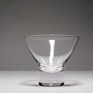 Short Clear Low Martini Glass with Thick round trunk base foot single - 3.5