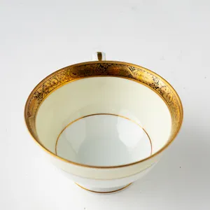 Coffee Cup, Cream and Yellow with Gold Trim Noritake China, Goldkin - 2.25
