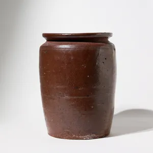 Antique Brown Glazed American Stoneware Crock Rustic