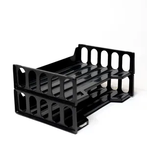 Black Plastic Two Tiered Document Tray Office Desk in the 90s