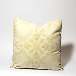 Off White and pale green / yellow tie die design Rorschach test throw pillow pair - 16