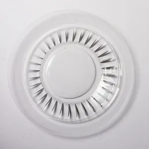 Clear Pressed Glass Plain Flat Center with striped indentions near the edge.