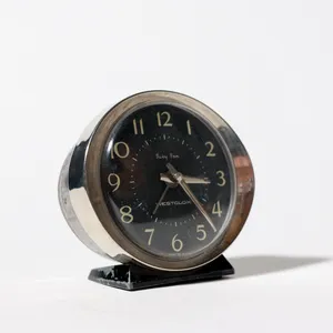 Vintage Westclox Baby Ben Black Dial Alarm Clock Gold Edge