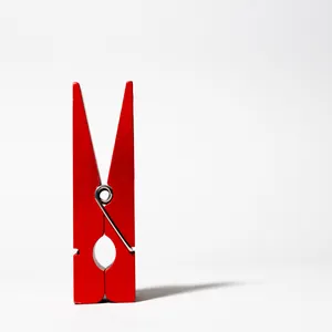 vintage 1970s large oversized red wood Memo Holder clothespin