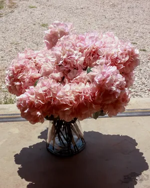 Blush Pink Silk Hydrangea Floral Centerpiece Flowers