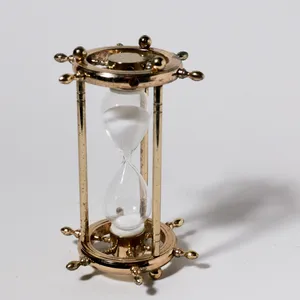 Brass Nautical Hourglass Ship Wheel Timer