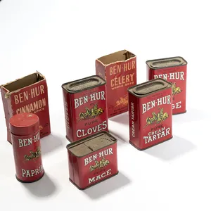 Red Ben Hur Metal Spice container Mace, Paprika, Cloves, Sage, Cream of Tarter - 3.25