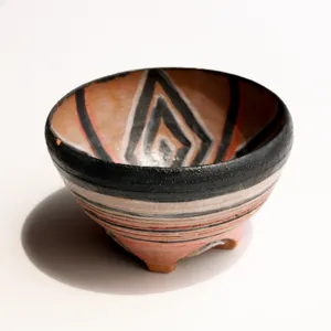 Southwest Native American Polychrome Geometric Ceramic Footed Bowl