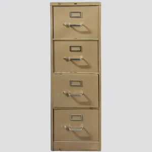 Office Furniture: Tan metal four 4 drawer filing cabinet - 