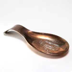 Hand Hammered Copper Lightweight Stylish Stamped Spoon Rest Holder