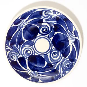 Vintage Talavera Hand Painted Mexican Pottery Plate blue and white - 7.5
