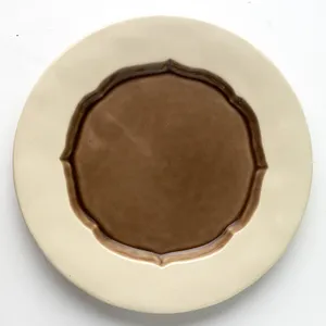 Cream Dinner plate with Brown Moroccan Inlay			