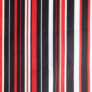 Vintage Black, White, Red Striped Fabric - 3
