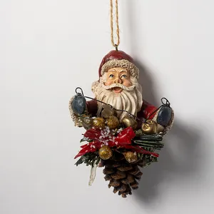 Santa Pinecone Christmas Tree Ornament